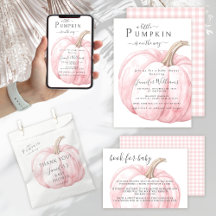 Cute Simple Pink Little Pumpkin Baby Girl Shower