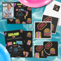 Hot Dogs and Hamburgers Neon BBQ Birthday