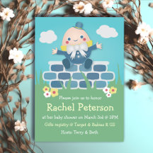 Blue Baby Boy Humpty Dumpty Invitations