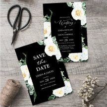 Black Elegant White Roses Wedding Collection Suite