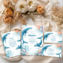 Watercolor Whale Under the Sea Baby Shower