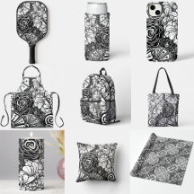 Black And White Zen Floral Patterned Drawing 