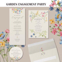 Garden Floral Engagement Party Invitations & Decor