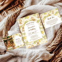 Neutral Jungle Animals Wild One Birthday