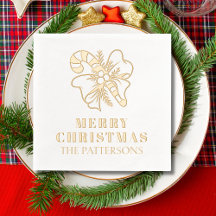 Merry Christmas Personalized Real Foil Napkins