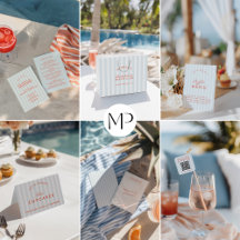 Retro Modern Blue & Red Beach Bliss Bachelorette