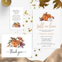Fall In Love Burnt Orange Pumpkin Bridal Shower