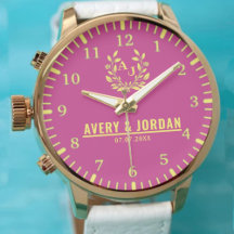 Couple Names Monogram Yellow Pink Watch
