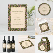 Retro Boho Green Cute Floral Simple 50th Birthday 