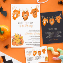 Cute floral Halloween little boo baby shower