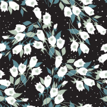 Elegant Tulip Flower Pattern Black Background