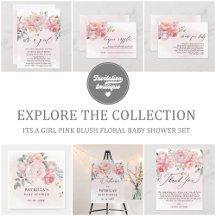 Its a Girl Blush Floral Baby Shower Set