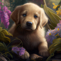 Cartes Postales chien Fleur