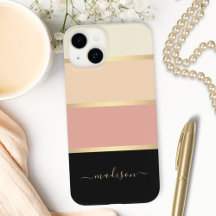 Elegant Wide Striped Blush and Gold Collection