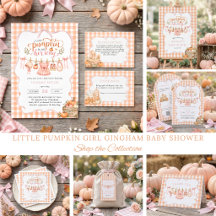 Little Pumpkin Girl Orange Gingham Baby Shower