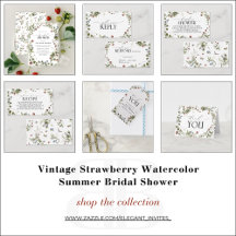 Vintage Strawberry Watercolor Summer Bridal Shower
