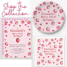Pink Berry First Birthday Party Supplies and Gifts