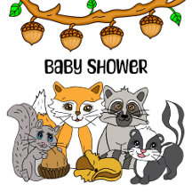 Cartoon Woodland Animals Baby Shower