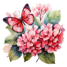 Pink Hydrangea Floral Butterfly Wedding Suite