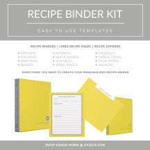 Recipe Binder Kit   Simple Modern Yellow & Gray