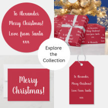 Merry Christmas Love From Santa Red Script Festive