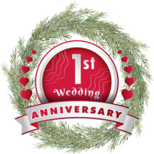 Pine Needle Wreath Red 1st Wedding Anniversary 