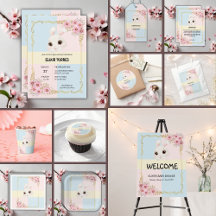 Modern Elegant White Bunny Baby Shower
