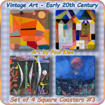 Abstract Art by PAUL KLEE: Coaster Sets (4)