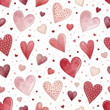 Love in Watercolor - Whimsical Heart Pattern