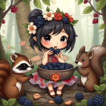Cute Chibi Fairy and Forest Animals