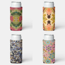 Seltzer Can Cooler Sleeves In Boho Shabby Chic Art