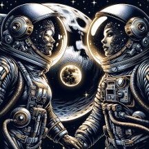 Astronauts Holding Hands in Space