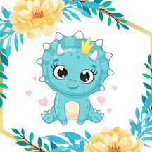 Cute Teal and Yellow Prince Dinosaur Baby Shower