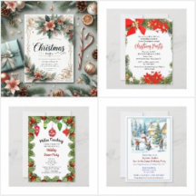 Festive Christmas Party Invitations 
