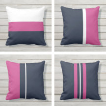 Navy and Pink Outdoor Pillows