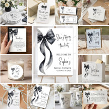 Coquette Black Bow Bridal Shower Collection