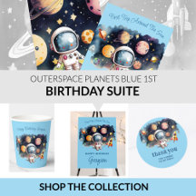Outerspace Planets Blue First Birthday Party