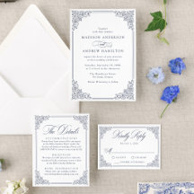 Elegant Vintage Ornate Frame Letterpress Wedding