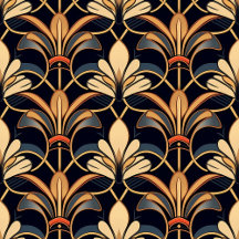 Dusty Blue and Orange Art Deco