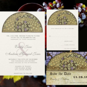 Cartão de Resposta de Peacock do Arch Art Nouveau