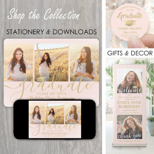 Anúncio 4 Graduação de Foto para Download, Rosa e Dourado