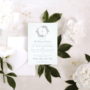 Cartão De Informações Verniz Floral Romântico Monograma de Aquarela