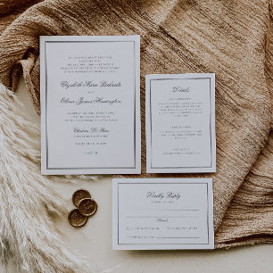 Cartão RSVP Casamento de Caligrafia Clássica Elegante