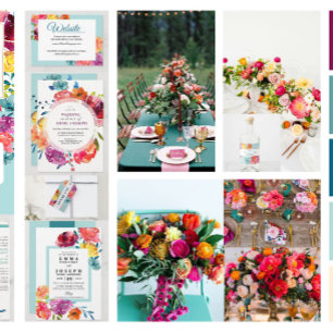 Convite Casamento floral de triângulo cor Brilhante Verão 