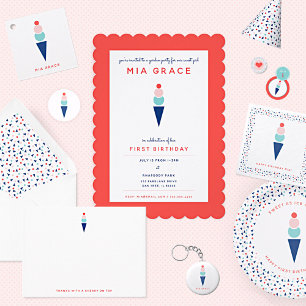 Convite Aqua do primeiro partido de zoom do Sorvete de ani