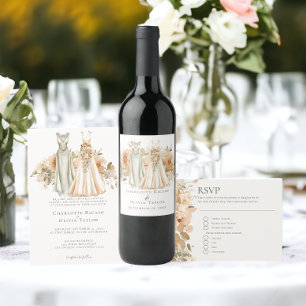 Cartão RSVP Casamento Verde E Flor De Pêssego