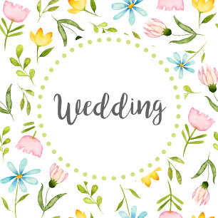 Convite Casamento de Flores de Cola de Primavera de Aquare