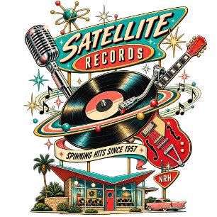 Camiseta Feminina Satellite Records Retro Vinyl Er