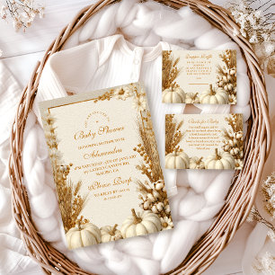 Convite Chá de fraldas Russo de Abóbora Branca