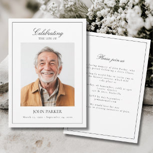 Convite Elegante Celebração Minimalista da Vida Funeral Fo